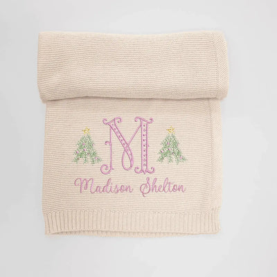 Personalized Christmas Tree Baby Blanket with Name SwaddleAn