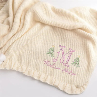 Personalized Christmas Tree Baby Blanket with Name SwaddleAn