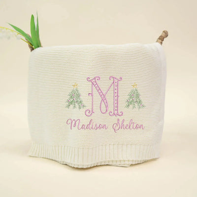 Personalized Christmas Tree Baby Blanket with Name SwaddleAn