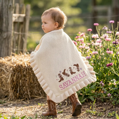 Personalized 'Cowgirl Boots' Knit Blanket
