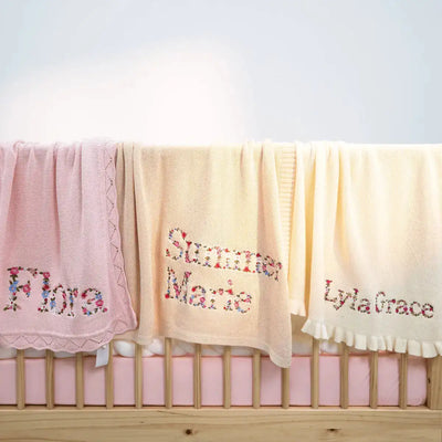 Personalized Embroidered Floral Baby Blanket