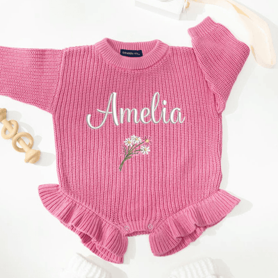 Personalized Embroidery Floral Baby Romper - SwaddleAn