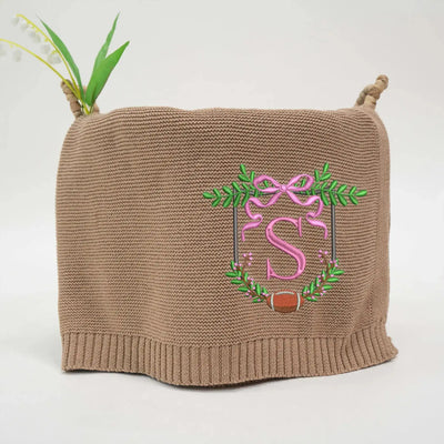Personalized Embroidery Football Baby Initial Name Blanket SwaddleAn