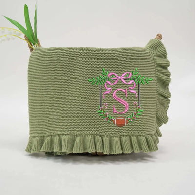 Personalized Embroidery Football Baby Initial Name Blanket SwaddleAn
