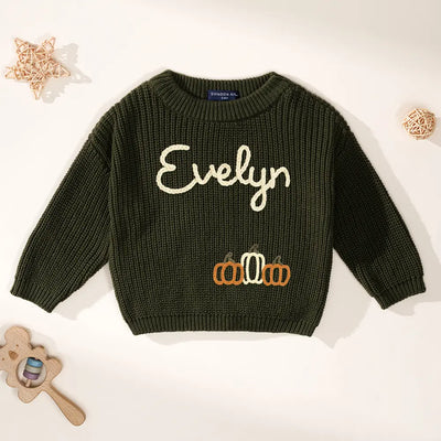 Personalized Fall Pumpkin Baby Name Sweater