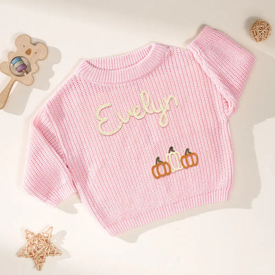Personalized Fall Pumpkin Baby Name Sweater