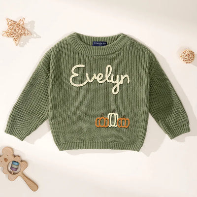 Personalized Fall Pumpkin Baby Name Sweater