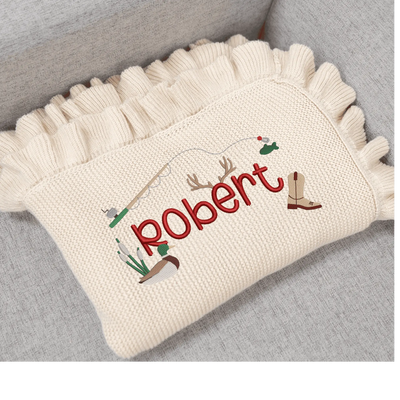 Personalized Fishing Cowboy Embroidered Baby Blanket