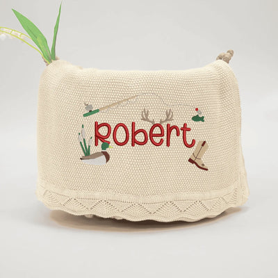 Personalized Fishing Cowboy Embroidered Baby Blanket
