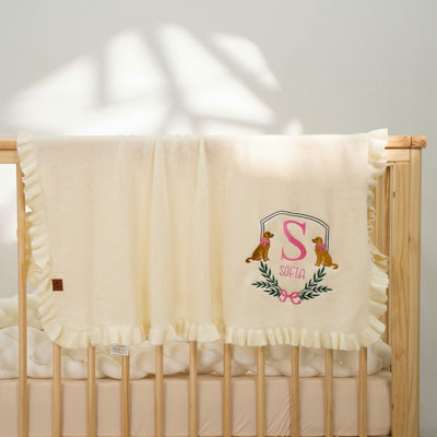 Personalized Golden Retriever Dog with Monogram Name Baby Blanket 2