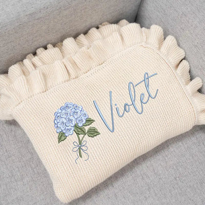 Personalized Hydrangea Baby Name Blanket