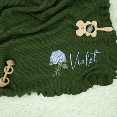 Personalized Hydrangea Baby Name Blanket