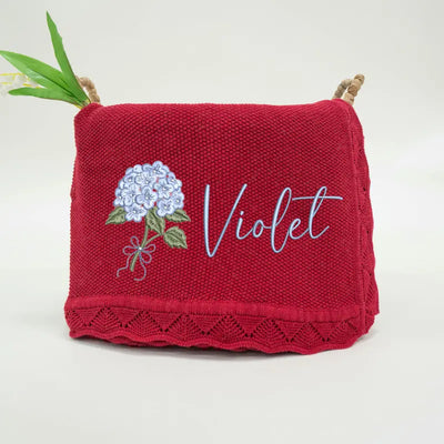 Personalized Hydrangea Baby Name Blanket