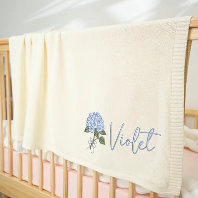 Personalized Hydrangea Baby Name Blanket