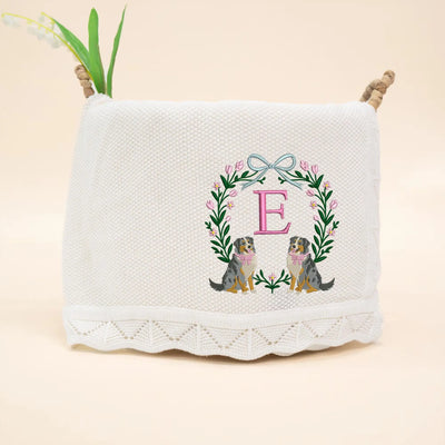 Personalized Initial Australian Shepherd Baby Blanket