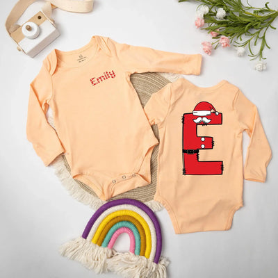 Personalized Letter Initials Santa Baby Onesie Bodysuit