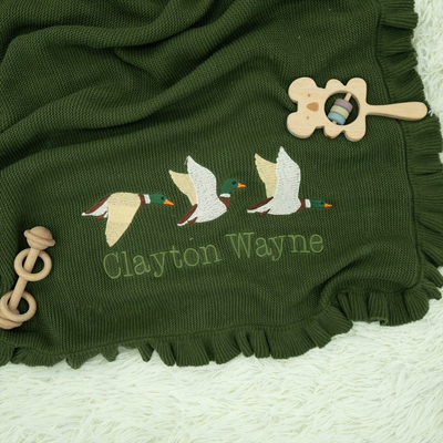 Personalized Mallard Duck Embroidered Baby Blanket