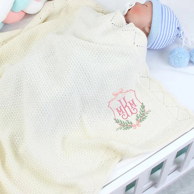 Personalized Monogram Name Crest Baby Blanket