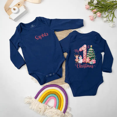 Personalized 'My 1st Christmas' Bamboo Baby Onesie