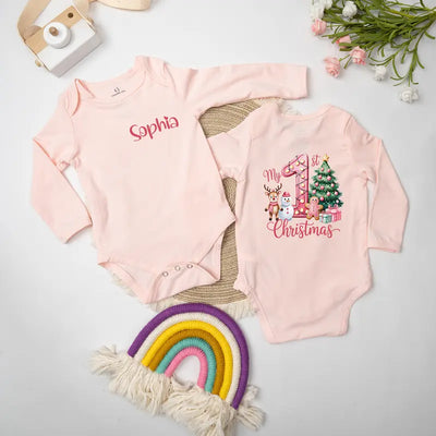 Personalized 'My 1st Christmas' Bamboo Baby Onesie