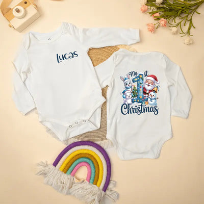 Personalized 'My 1st Christmas' Bamboo Baby Onesie