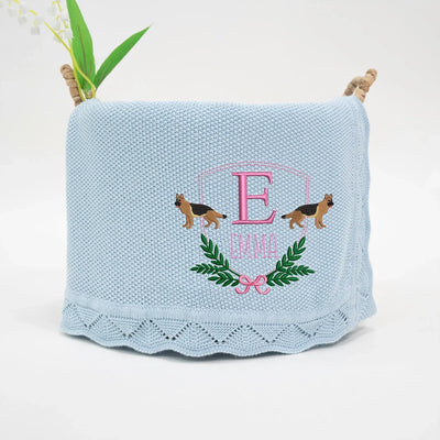 Personalized Name German Shepherd Baby Blanket