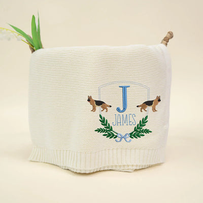 Personalized Name German Shepherd Baby Blanket