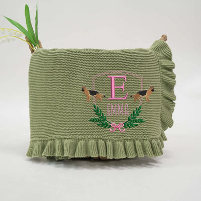 Personalized Name German Shepherd Baby Blanket