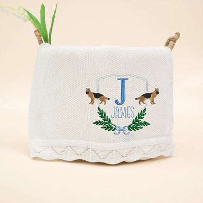 Personalized Name German Shepherd Baby Blanket