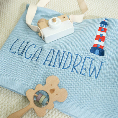 Personalized Nautical Sailboat Embroidery Baby Blanket 3