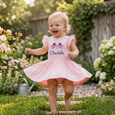 Personalized Patriotic Baby Twirl Bodysuit Dress