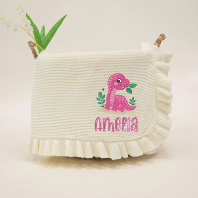 Personalized Cute Dinosaur Embroidery Baby Blanket