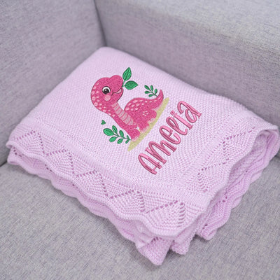 Personalized Cute Dinosaur Embroidery Baby Blanket