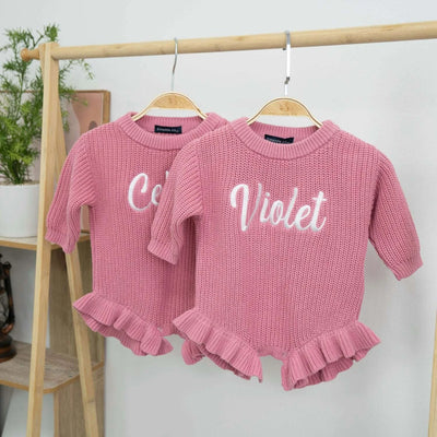 Personalized Name Ruffle Knit Romper - SwaddleAn
