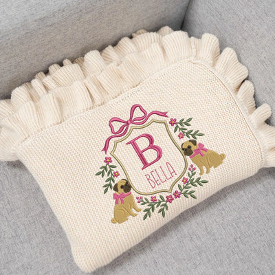Personalized Pug Dog Baby Blanket