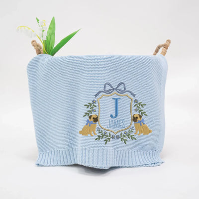 Personalized Pug Dog Baby Blanket