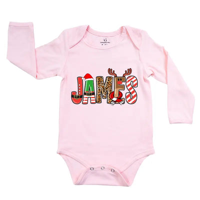 Personalized Xmas Name Baby Onesie
