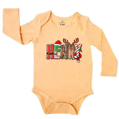 Personalized Xmas Name Baby Onesie