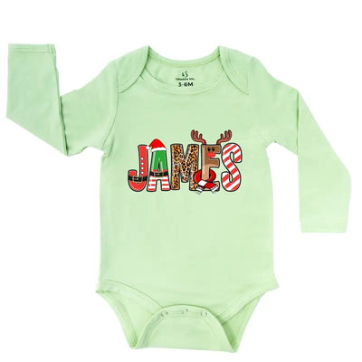 Personalized Xmas Name Baby Onesie