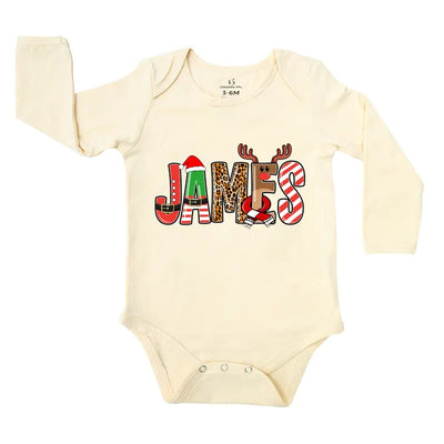 Personalized Xmas Name Baby Onesie