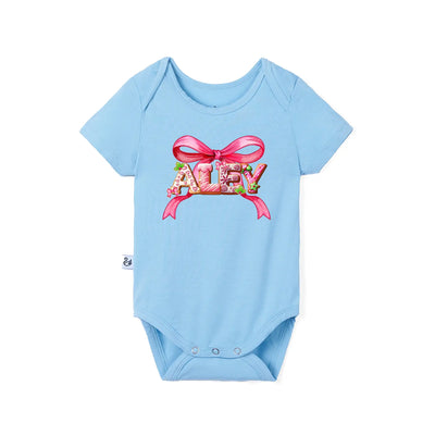 Pink Bow Custom Baby Name Onesie