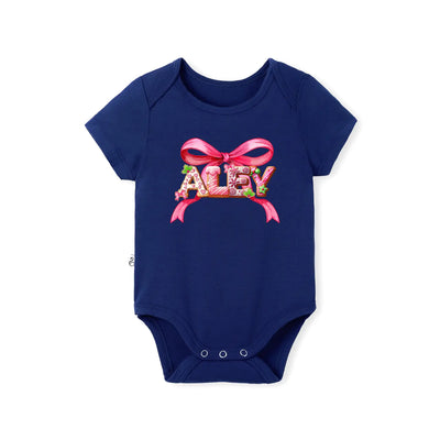 Pink Bow Custom Baby Name Onesie