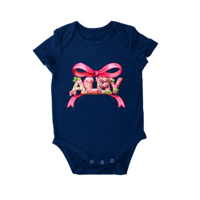 Pink Bow Custom Baby Name Onesie