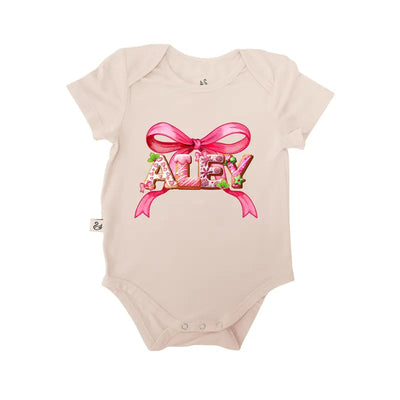 Pink Bow Custom Baby Name Onesie