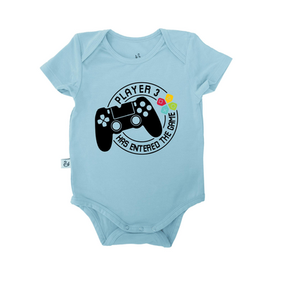 'Player 3 Has Joined the Game' Baby Onesie, Computer Gamer Bodysuit SwaddleAn