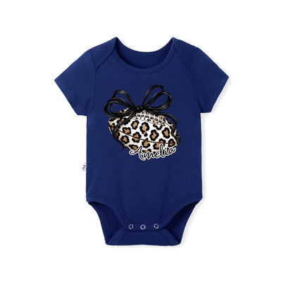 Printed Leopard Football Bow Baby Onesie