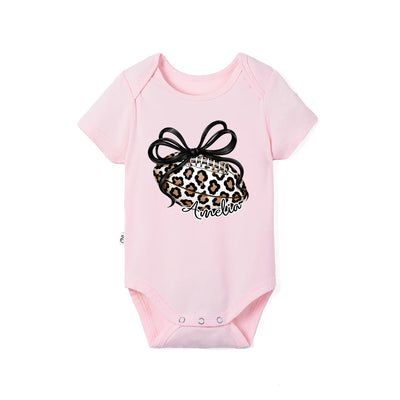 Printed Leopard Football Bow Baby Onesie