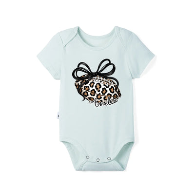 Printed Leopard Football Bow Baby Onesie