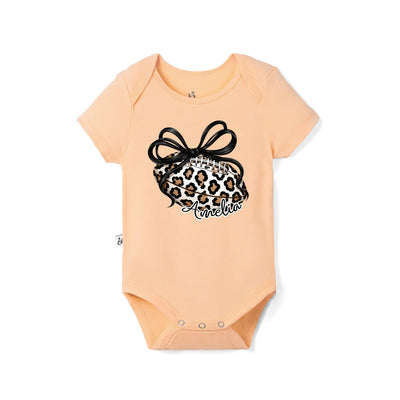 Printed Leopard Football Bow Baby Onesie