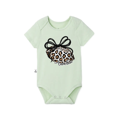 Printed Leopard Football Bow Baby Onesie